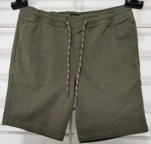 Mens woven shorts (washed) elasticated waist with fancy drawstring