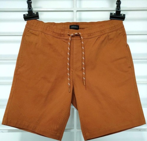 Mens woven shorts (solid dyed) elasticated waist with drawstring